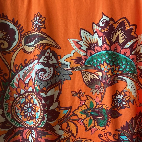 NWOT Orange Floral Scoop Neck Top - Picture 4 of 10